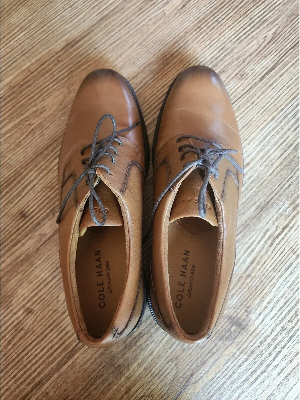 Size 9.5 Cole Haan Men's Tan Leather Dress Shoes with Rubber Sole, Size 10
